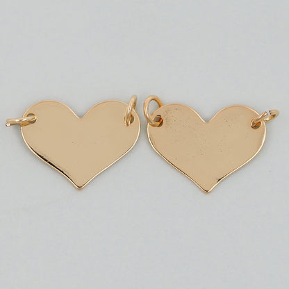 Gold Heart Charms,18K Gold Filled Heart Pendant,Heart Charm Bracelet Necklace for DIY Jewelry Making Supply