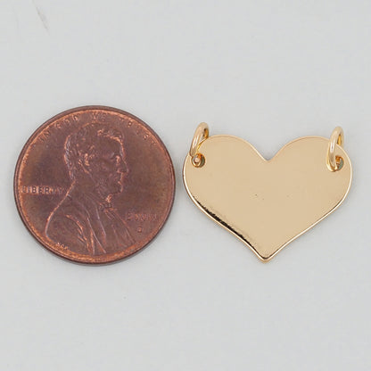Gold Heart Charms,18K Gold Filled Heart Pendant,Heart Charm Bracelet Necklace for DIY Jewelry Making Supply