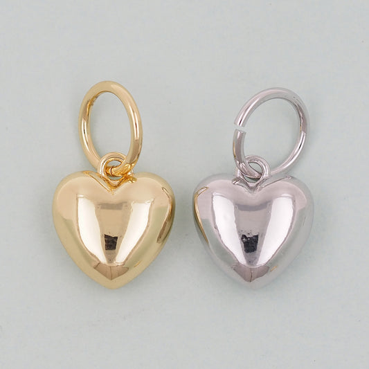 Gold Heart Charms,18K Gold Filled Heart Pendant,Heart Charm Bracelet Necklace for DIY Jewelry Making Supply