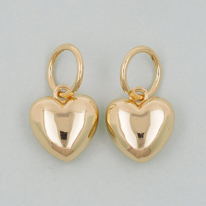 Gold Heart Charms,18K Gold Filled Heart Pendant,Heart Charm Bracelet Necklace for DIY Jewelry Making Supply