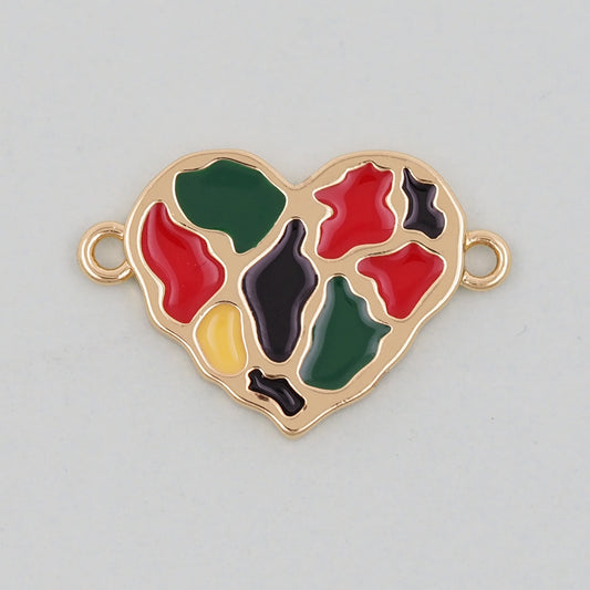 Gold Heart Connector Charms,18K Gold Filled Heart Pendant,Heart Charm Bracelet Necklace for DIY Jewelry Making Supply