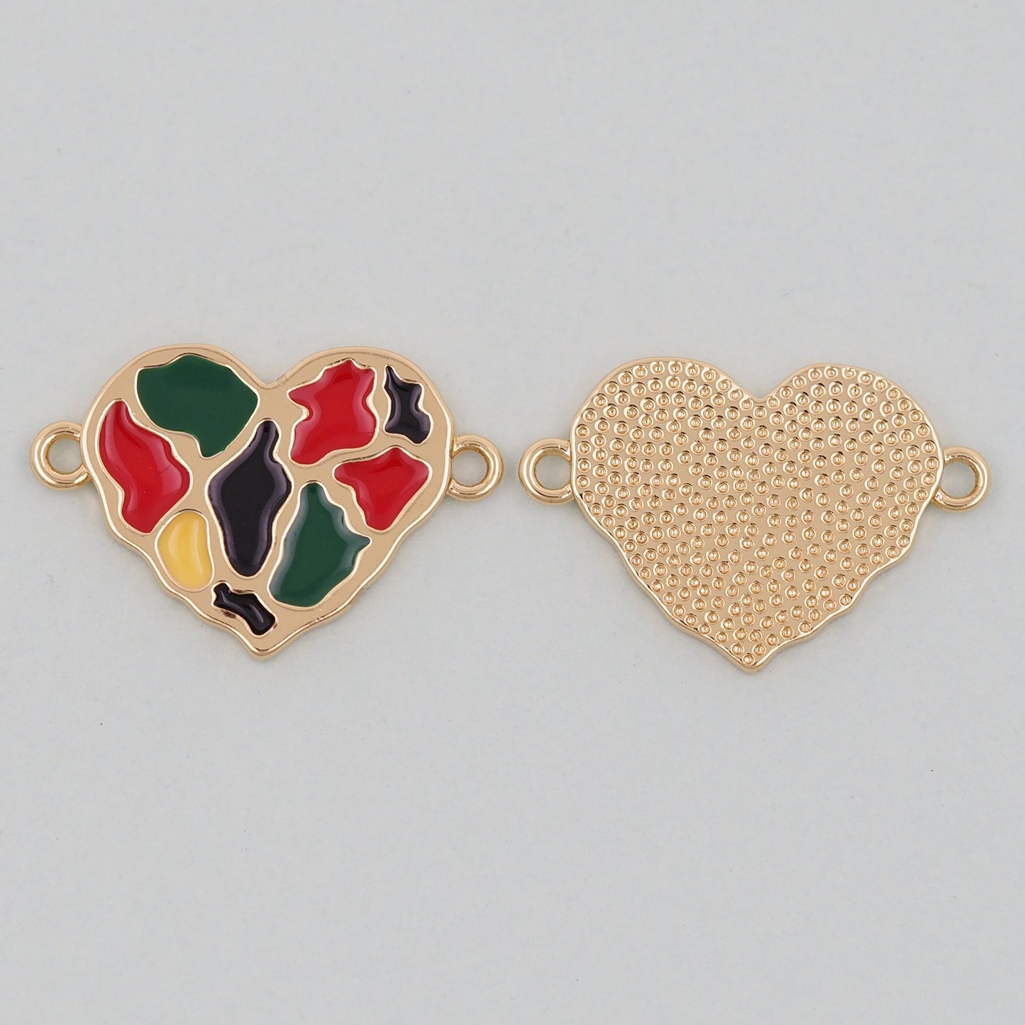 Gold Heart Connector Charms,18K Gold Filled Heart Pendant,Heart Charm Bracelet Necklace for DIY Jewelry Making Supply