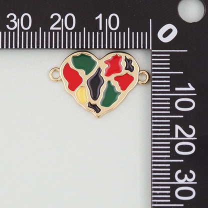 Gold Heart Connector Charms,18K Gold Filled Heart Pendant,Heart Charm Bracelet Necklace for DIY Jewelry Making Supply