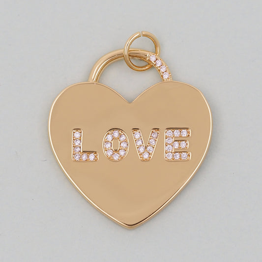 Gold Heart Charms,18K Gold Filled Heart Pendant,Heart Love Charm Bracelet Necklace for DIY Jewelry Making Supply