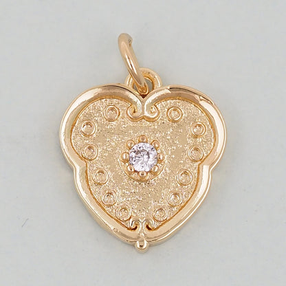 Gold Heart Charms,18K Gold Filled Heart Pendant,Heart Love Charm Bracelet Necklace for DIY Jewelry Making Supply