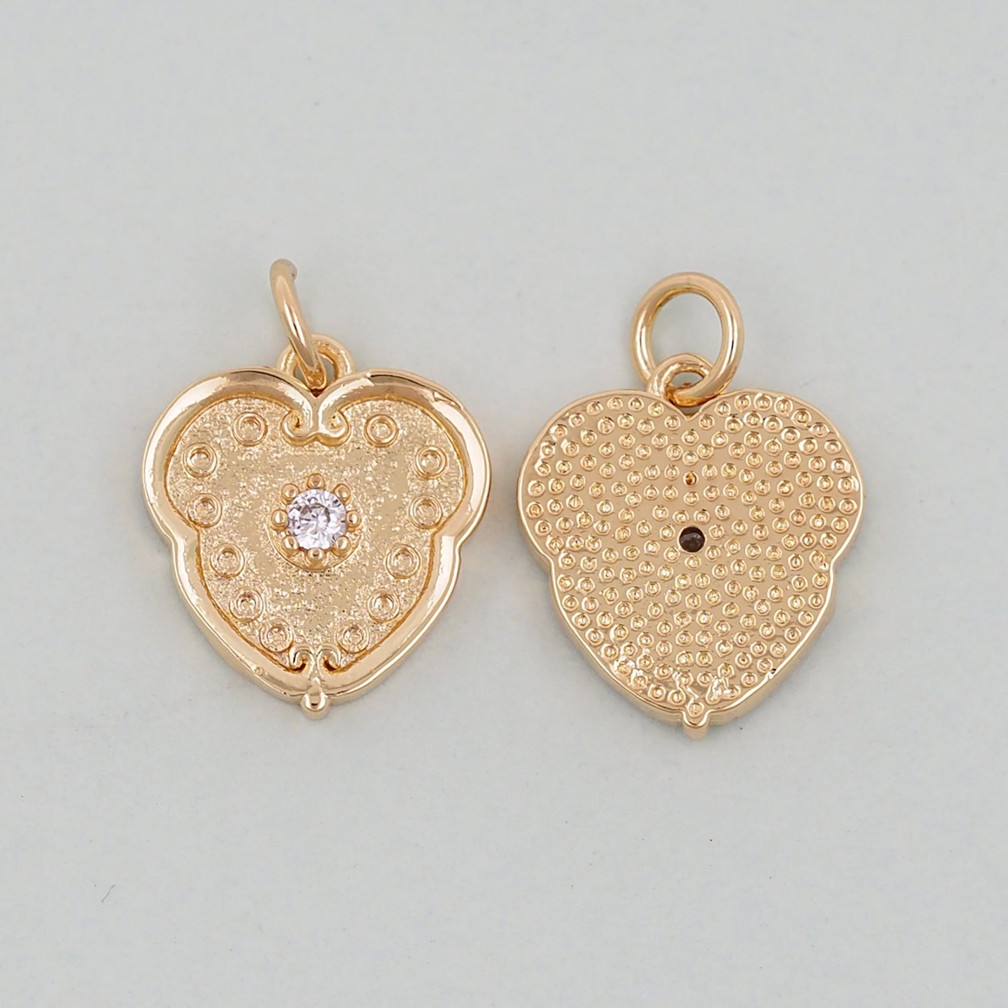 Gold Heart Charms,18K Gold Filled Heart Pendant,Heart Love Charm Bracelet Necklace for DIY Jewelry Making Supply