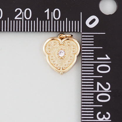 Gold Heart Charms,18K Gold Filled Heart Pendant,Heart Love Charm Bracelet Necklace for DIY Jewelry Making Supply