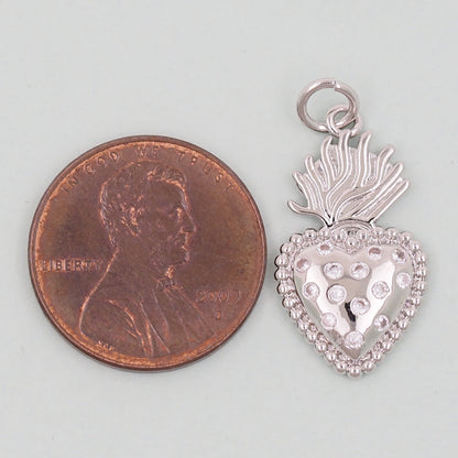 Gold sacred Heart Charms,18K Gold Filled sacred heart Pendant,Religious Charm Bracelet Necklace for DIY Jewelry Making Supply