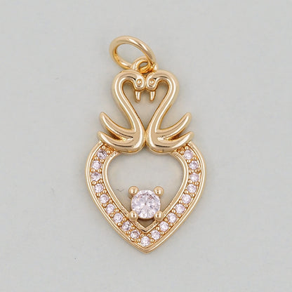 Gold Heart Charms,18K Gold Filled Heart Pendant,Heart Love Charm Bracelet Necklace for DIY Jewelry Making Supply