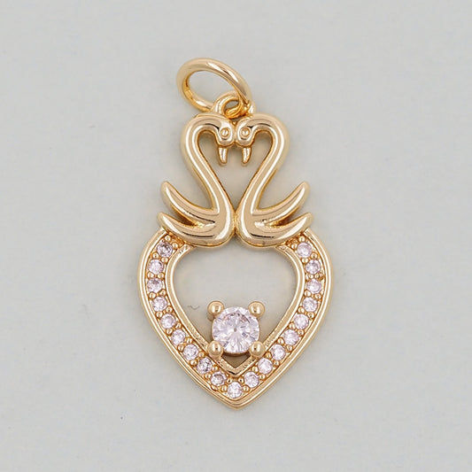 Gold Heart Charms,18K Gold Filled Heart Pendant,Heart Love Charm Bracelet Necklace for DIY Jewelry Making Supply