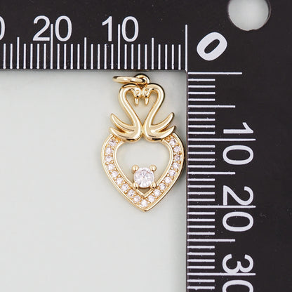 Gold Heart Charms,18K Gold Filled Heart Pendant,Heart Love Charm Bracelet Necklace for DIY Jewelry Making Supply
