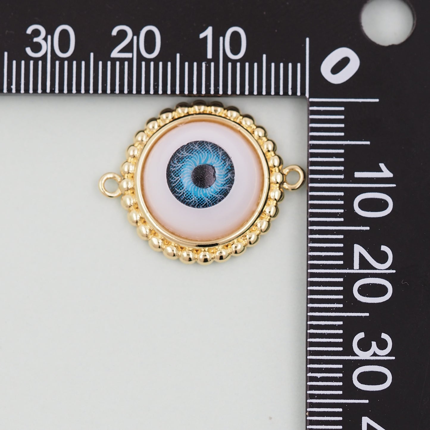 Gold Round Evil Eye Charms,18K Gold Filled Round Pendant,Silver Evil Eye Charm Bracelet Necklace for DIY Jewelry Making Supply