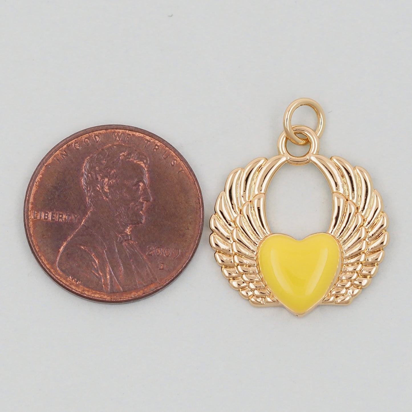 Gold Wings Heart Charms,18K Gold Filled Heart Pendant,Heart Charm Bracelet Necklace for DIY Jewelry Making Supply
