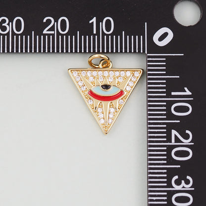 Gold triangle Charms,18K Gold Filled triangle Eye Pendant,triangle Evil Eye Charm Bracelet Necklace for DIY Jewelry Making Supply