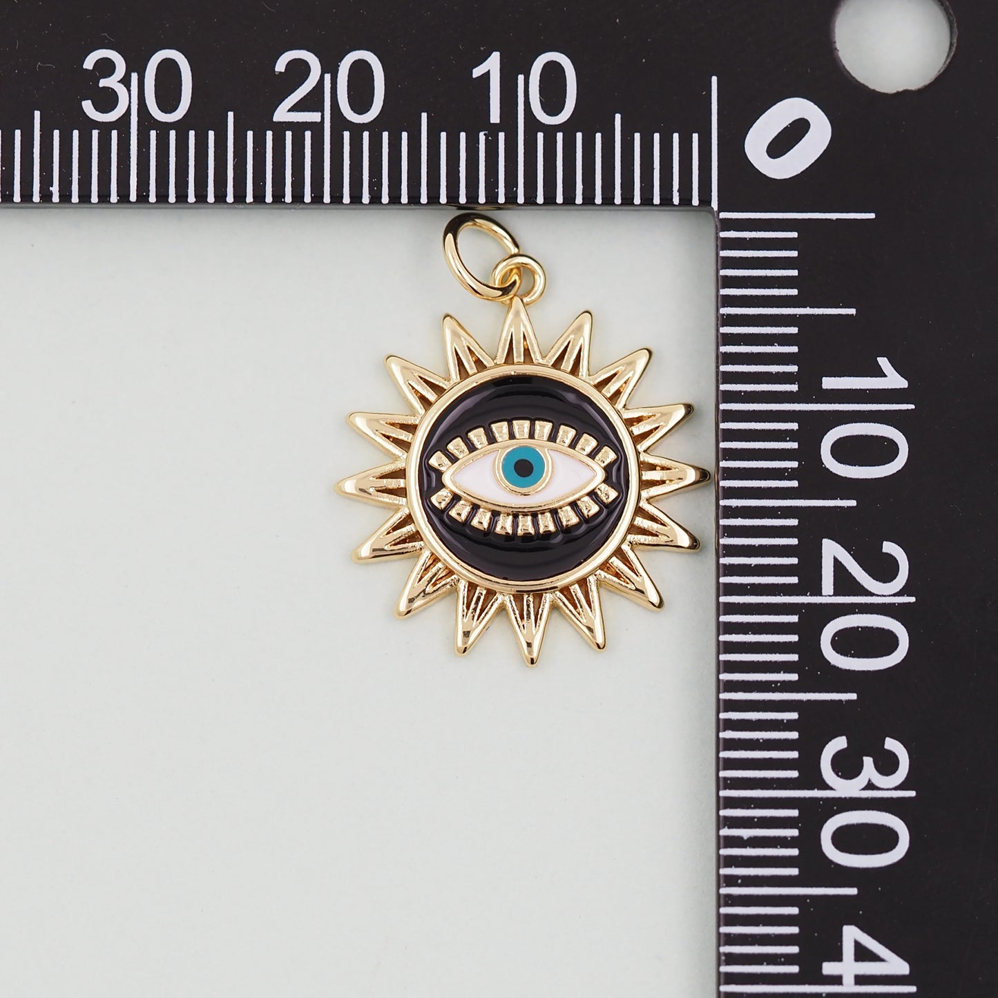 Gold Sun Charms,18K Gold Filled Round Eye Pendant,Sun Evil Eye Charm Bracelet Necklace for DIY Jewelry Making Supply