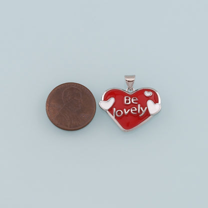 Gold Heart Charms,18K Gold Filled Heart Pendant,Enamel Be Lovely Charm Bracelet Necklace for DIY Jewelry Making Supply