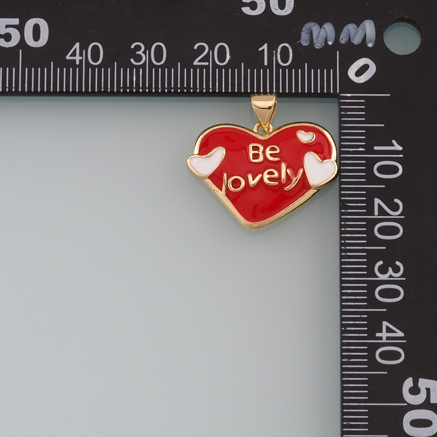 Gold Heart Charms,18K Gold Filled Heart Pendant,Enamel Be Lovely Charm Bracelet Necklace for DIY Jewelry Making Supply