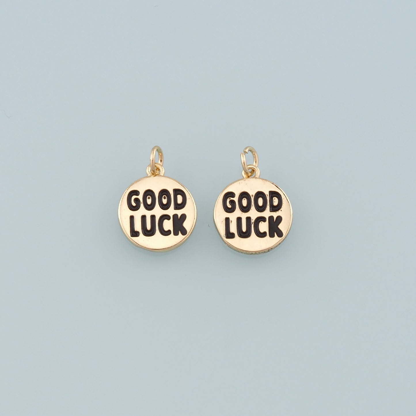 Gold Luck Charms,18K Gold Filled Good Luck Pendant,Enamel Good Luck Charm Bracelet Necklace for DIY Jewelry Making Supply