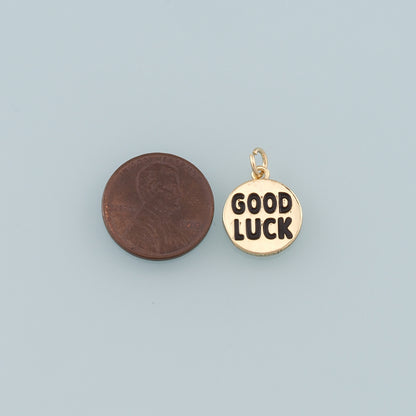 Gold Luck Charms,18K Gold Filled Good Luck Pendant,Enamel Good Luck Charm Bracelet Necklace for DIY Jewelry Making Supply