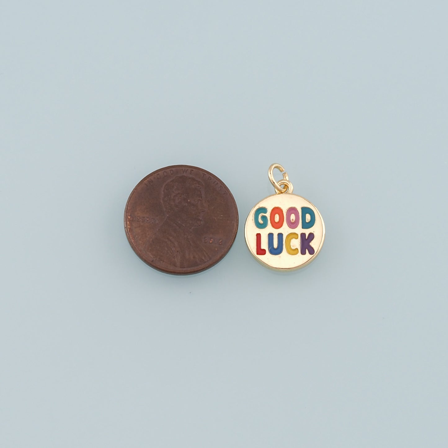 Gold Luck Charms,18K Gold Filled Good Luck Pendant,Enamel Good Luck Charm Bracelet Necklace for DIY Jewelry Making Supply