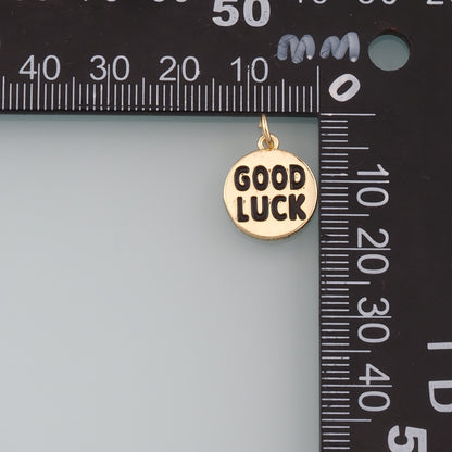 Gold Luck Charms,18K Gold Filled Good Luck Pendant,Enamel Good Luck Charm Bracelet Necklace for DIY Jewelry Making Supply