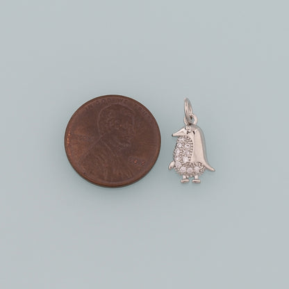 Gold Penguin Charms,18K Gold Filled Penguin Pendant,CZ Micro Pave Animal Charm Bracelet Necklace for DIY Jewelry Making Supply