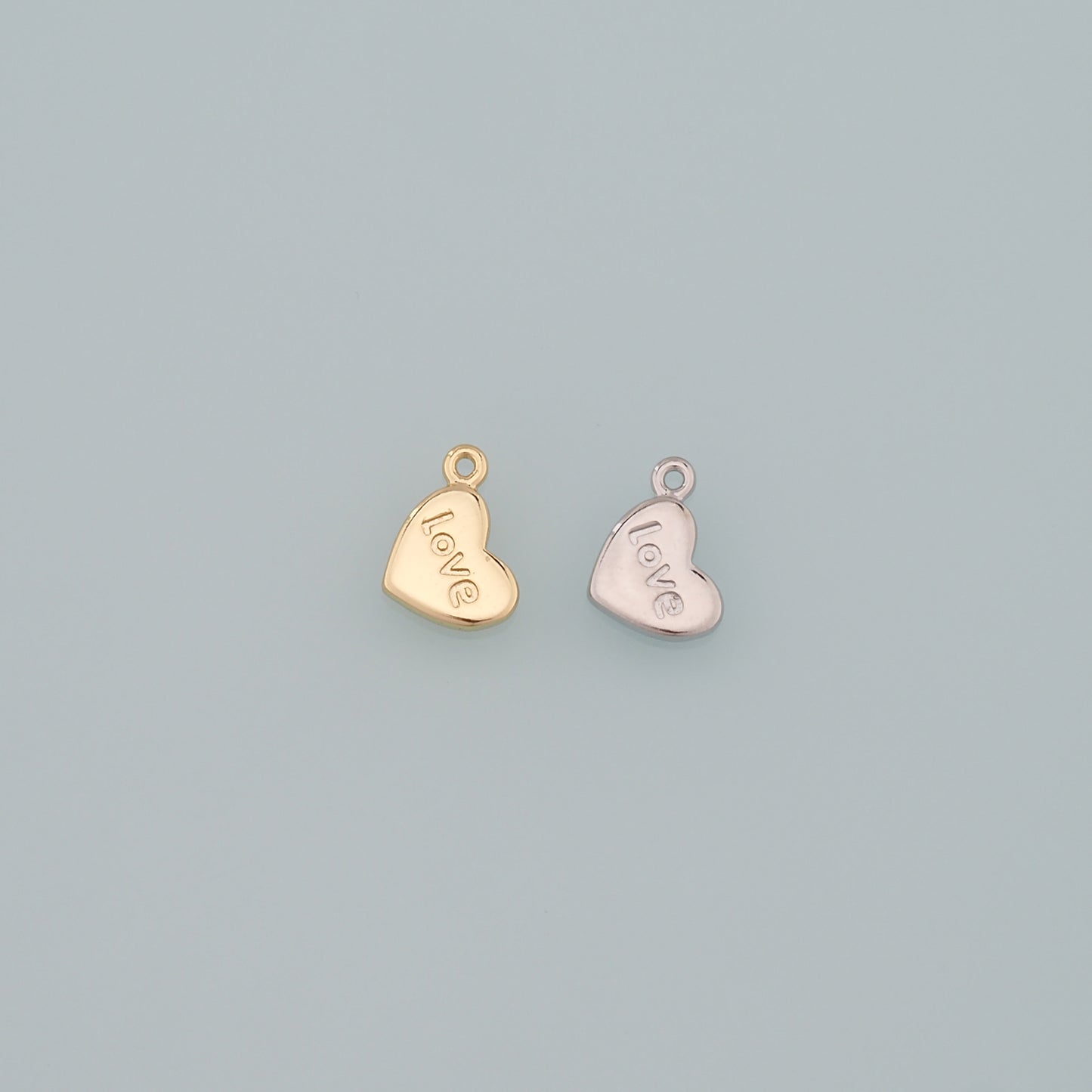 Gold Love Charms,18K Gold Filled Heart Pendant,Dainty Heart Charm Bracelet Necklace for DIY Jewelry Making Supply