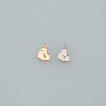 Gold Love Charms,18K Gold Filled Heart Pendant,Dainty Heart Charm Bracelet Necklace for DIY Jewelry Making Supply