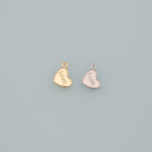 Gold Love Charms,18K Gold Filled Heart Pendant,Dainty Heart Charm Bracelet Necklace for DIY Jewelry Making Supply