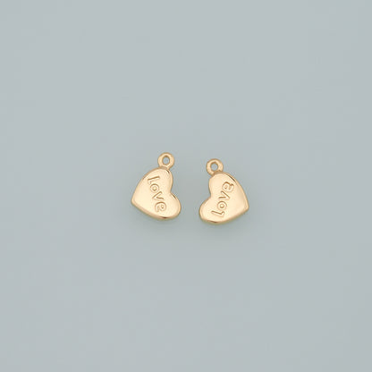 Gold Love Charms,18K Gold Filled Heart Pendant,Dainty Heart Charm Bracelet Necklace for DIY Jewelry Making Supply