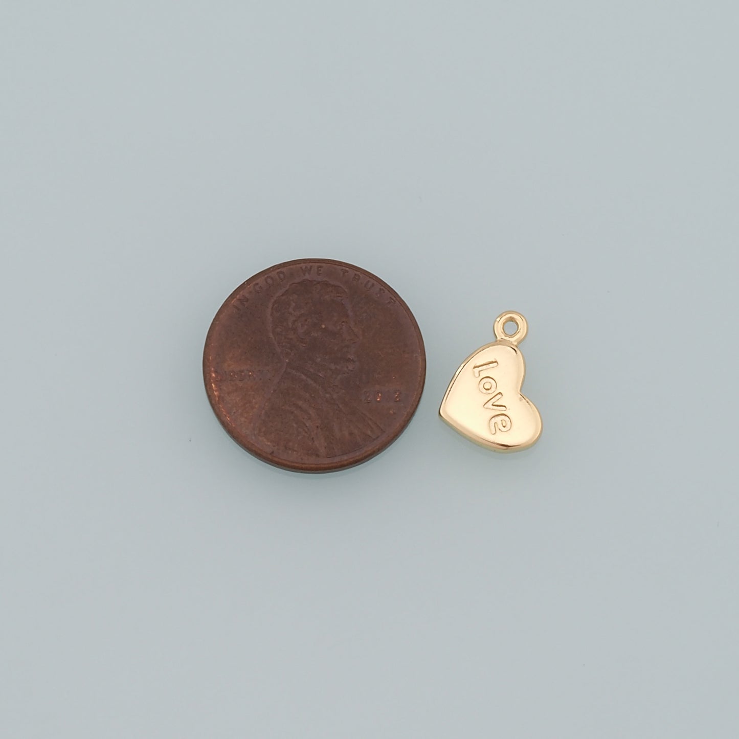Gold Love Charms,18K Gold Filled Heart Pendant,Dainty Heart Charm Bracelet Necklace for DIY Jewelry Making Supply