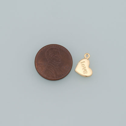 Gold Love Charms,18K Gold Filled Heart Pendant,Dainty Heart Charm Bracelet Necklace for DIY Jewelry Making Supply