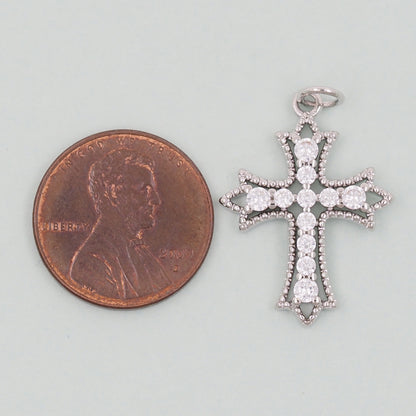Gold Cross Charms,18K Gold Filled CZ Cross Pendant,Religious Charm Bracelet Necklace for DIY Jewelry Making Supply