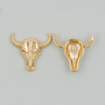 Gold Horns Charms,18K Gold Filled cow head Pendant,cow head Charm Bracelet Necklace for DIY Jewelry Making Supply