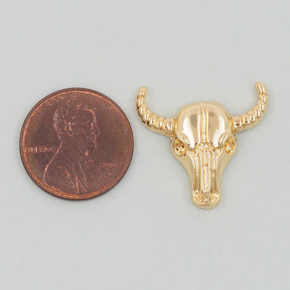 Gold Horns Charms,18K Gold Filled cow head Pendant,cow head Charm Bracelet Necklace for DIY Jewelry Making Supply
