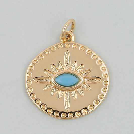 Gold Evil Eye Charms,18K Gold Filled Evil Eye Pendant,Evil Eye Charm Bracelet Necklace for DIY Jewelry Making Supply