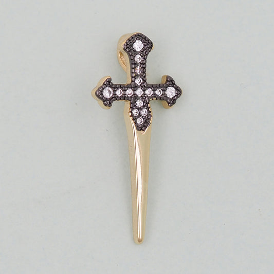 Gold Cross Charms,18K Gold Filled CZ Cross Pendant,Religious Charm Bracelet Necklace for DIY Jewelry Making Supply