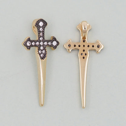 Gold Cross Charms,18K Gold Filled CZ Cross Pendant,Religious Charm Bracelet Necklace for DIY Jewelry Making Supply