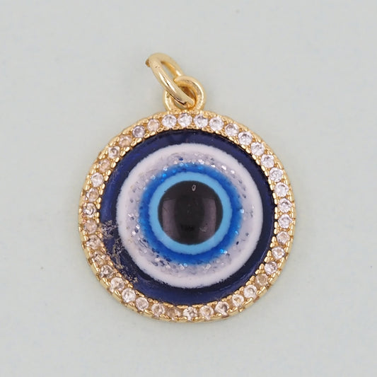 Gold Evil Eye Charms,18K Gold Filled Evil Eye Pendant,Evil Eye Charm Bracelet Necklace for DIY Jewelry Making Supply
