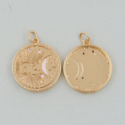 Gold Moon Charms,18K Gold Filled Moon Pendant,CZ Micro Pave Celestial Charm Bracelet Necklace for DIY Jewelry Making Supply