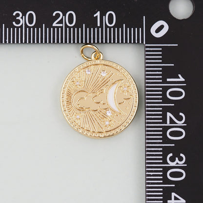 Gold Moon Charms,18K Gold Filled Moon Pendant,CZ Micro Pave Celestial Charm Bracelet Necklace for DIY Jewelry Making Supply