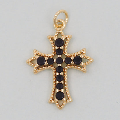 Gold Cross Charms,18K Gold Filled Cross Pendant,Cross Charm Bracelet Necklace for DIY Jewelry Making Supply