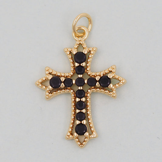 Gold Cross Charms,18K Gold Filled Cross Pendant,Cross Charm Bracelet Necklace for DIY Jewelry Making Supply