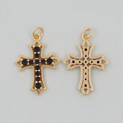 Gold Cross Charms,18K Gold Filled Cross Pendant,Cross Charm Bracelet Necklace for DIY Jewelry Making Supply