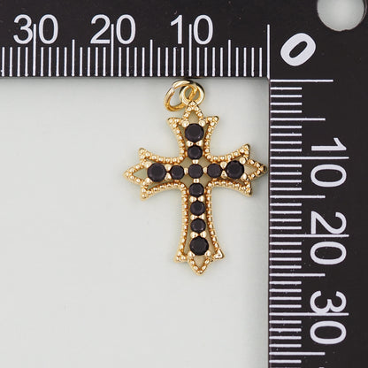 Gold Cross Charms,18K Gold Filled Cross Pendant,Cross Charm Bracelet Necklace for DIY Jewelry Making Supply