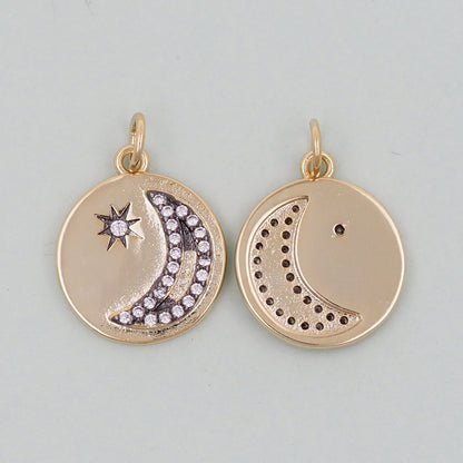 Gold Moon Charms,18K Gold Filled Moon Pendant,Moon Charm Bracelet Necklace for DIY Jewelry Making Supply