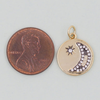 Gold Moon Charms,18K Gold Filled Moon Pendant,Moon Charm Bracelet Necklace for DIY Jewelry Making Supply