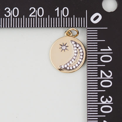 Gold Moon Charms,18K Gold Filled Moon Pendant,Moon Charm Bracelet Necklace for DIY Jewelry Making Supply