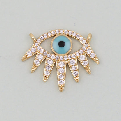 18K Gold Filled Evil Eye Pendant,Evil Eye Charm Bracelet Necklace for DIY Jewelry Making Supply