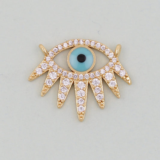 18K Gold Filled Evil Eye Pendant,Evil Eye Charm Bracelet Necklace for DIY Jewelry Making Supply